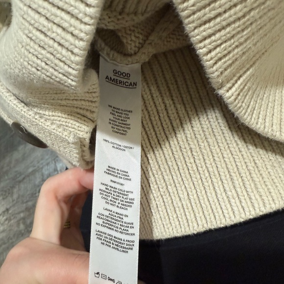 Good American Oversized Chunky Knit V-Neck Cardigan Knit Sweater Women's Size L - Picture 4 of 10